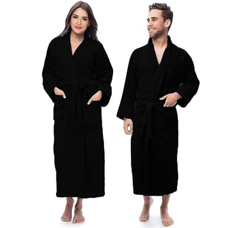 ARC HOME Lightweight Plush Long Spa Bathrobe for Women | 100% Cotton Terry Cloth Robe | Comfortable Bathing Wear