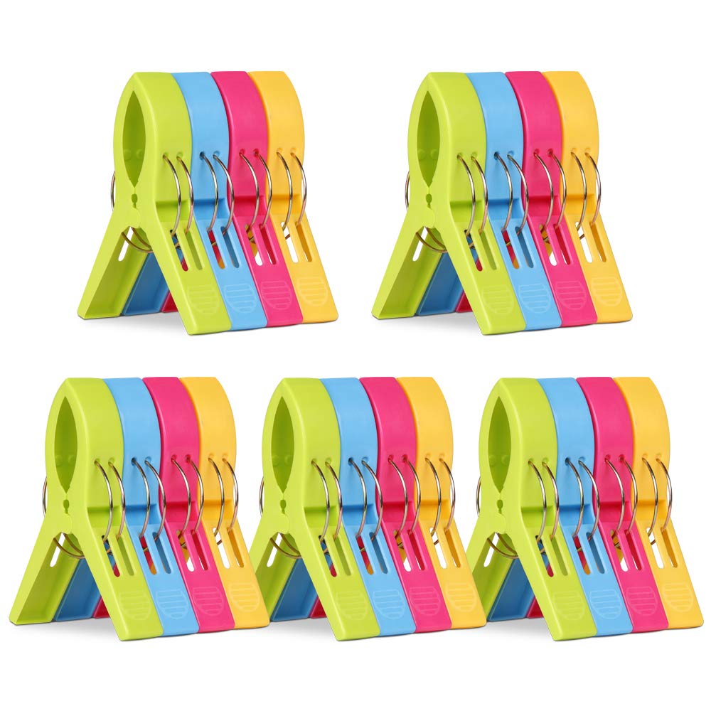 20 Pack Jumbo Size Beach Towel Clips for Beach Chair Pool Chairs on Cruise
| Jumbo Size Plastic Chair Towel Clips Clamp