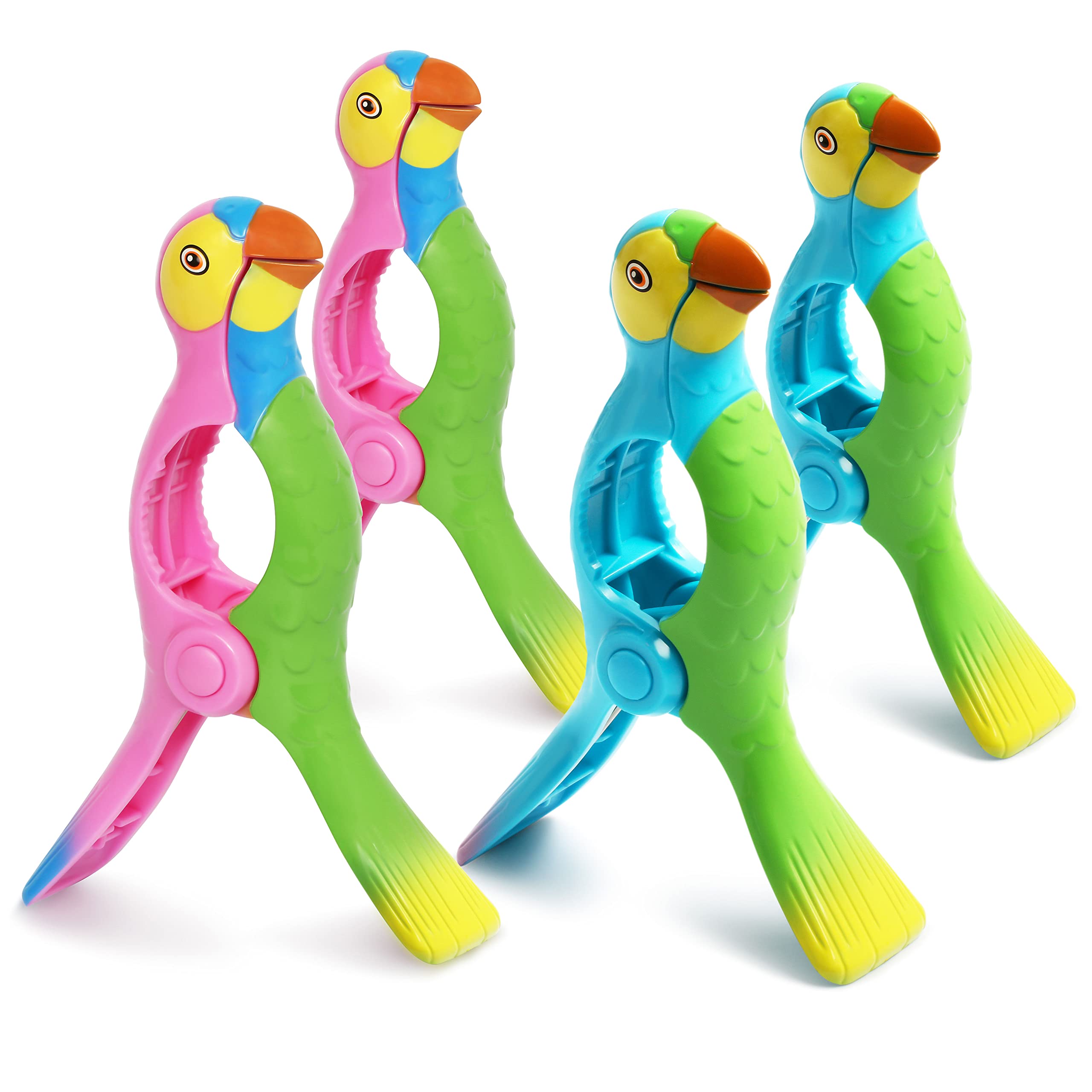 Kaluofan Strong Towel Clips for Chairs - Blue+Pink Parrot Shape Beach Towel Holders
| Kaluofan Vividly Colored Towel Cl